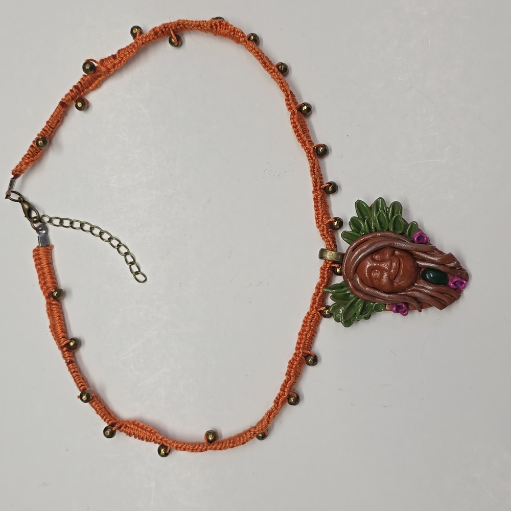 Handmade Clay Fairy Face Necklace